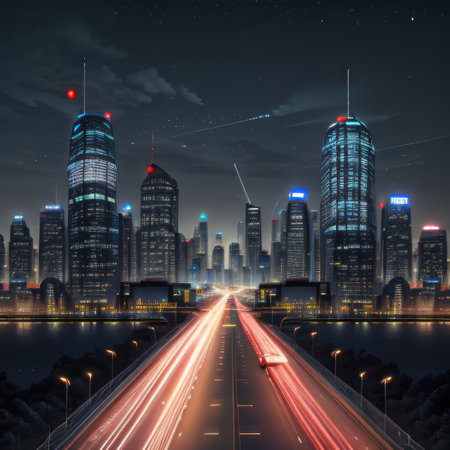 Futuristic city skylineの素材