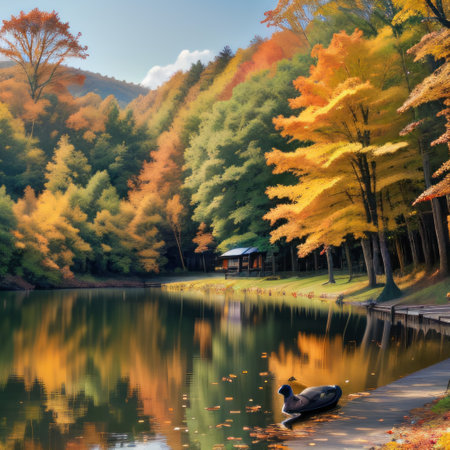 autumn landscape with lake