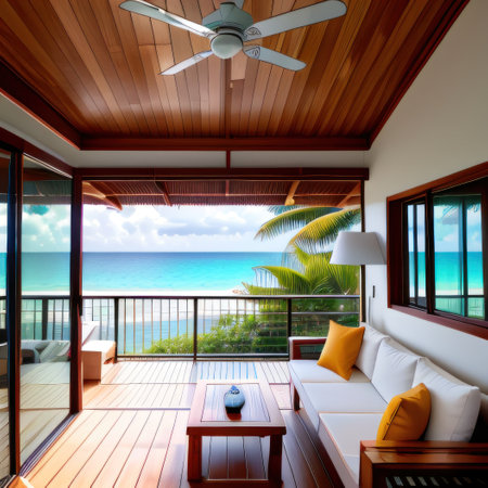 Contemporary bright timber home with outdoor balcony and verandahの素材