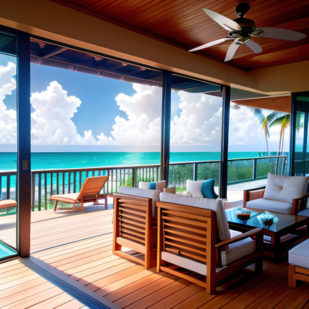 Contemporary bright timber home with outdoor balcony and verandahの素材