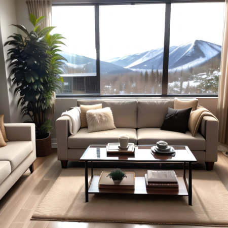 Modern luxury spacious penthouse living room interior design withの素材