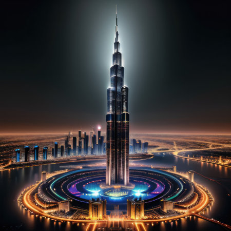 Dubai city skyline at nightの素材