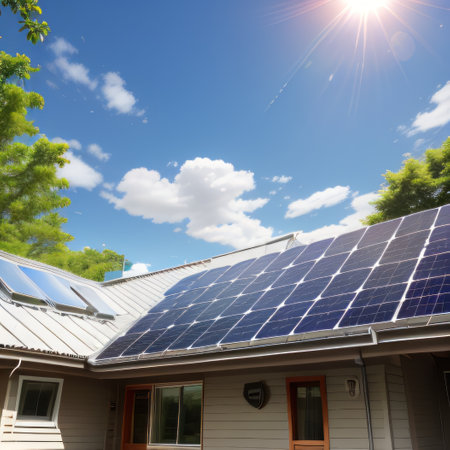 solar panels on the roof of houseの素材