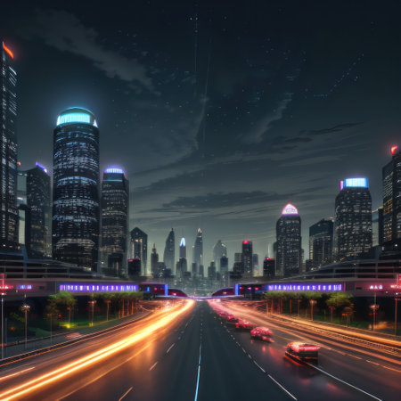 Futuristic city skylineの素材