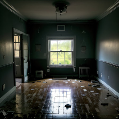 Inside an abandoned haunted houseの素材