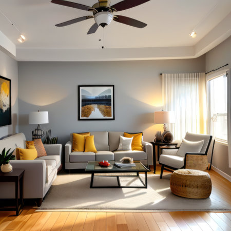 The interior of the apartment of the living room is modern and comfortableの素材