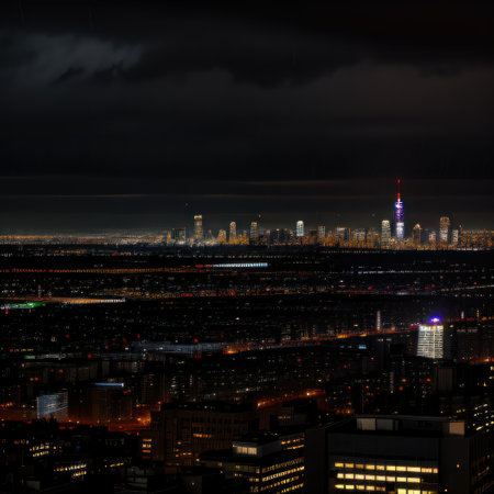 Looking thorugh a rainy window to the city in the nightの素材