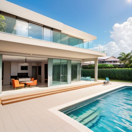 modern house with swimming poolの素材
