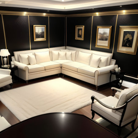 Luxury bedroom in art deco style with black and white Super photo realisticの素材