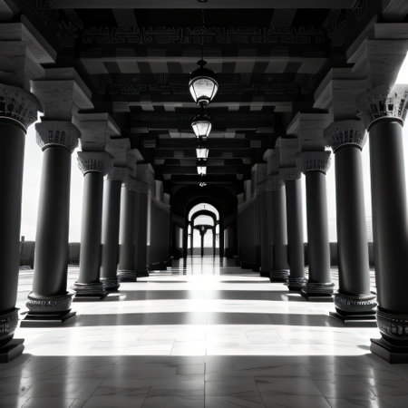 rendering black corridor pillars backgroundの素材