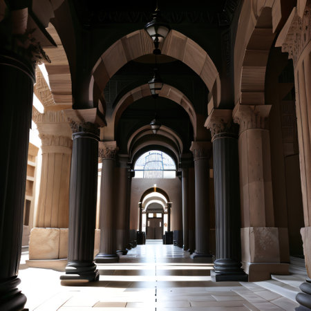 rendering black corridor pillars backgroundの素材