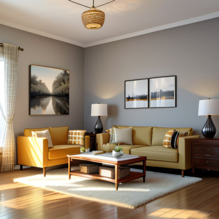 The interior of the apartment of the living room is modern and comfortableの素材