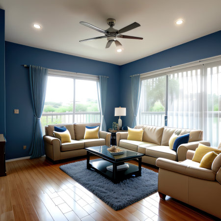modern living room with navy mockの素材