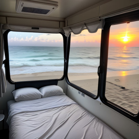Beautiful camper van view created with technologyの素材