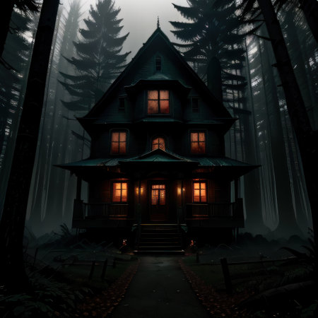 Scary house in mysterious horror forestの素材