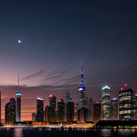 city skyline at duskの素材