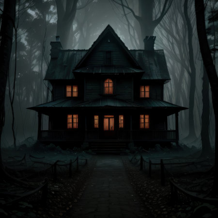 Scary house in mysterious horror forestの素材