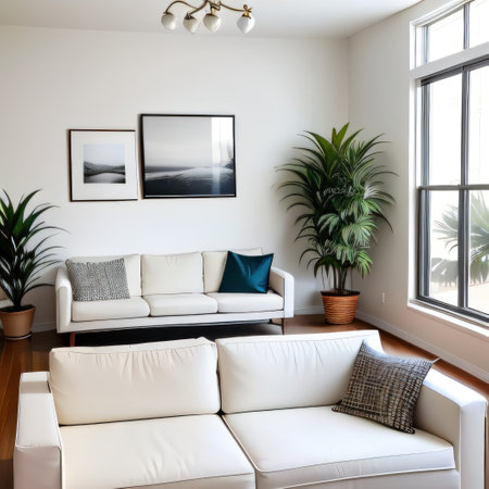 frames with white background in a living room in a wall above aの素材