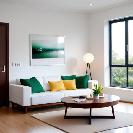 Empty of a white room with Scandinavian interior designの素材