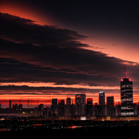 city skyline at generativ aiの素材