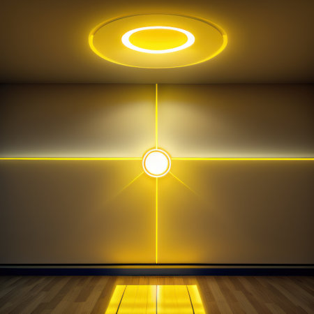 abstract light futuristic room in yellow colorsの素材