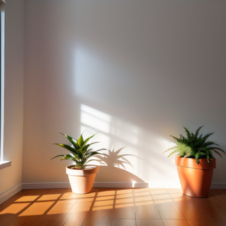 Shadow and light from windows room light gray loft wall background withの素材