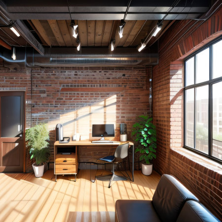 Contemporary with vintage brick wall Artistic business environmentの素材