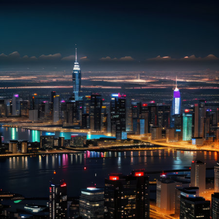 modern city skyline at colorfulの素材