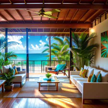 Luxury Living Room in a Tropical Villa inの素材