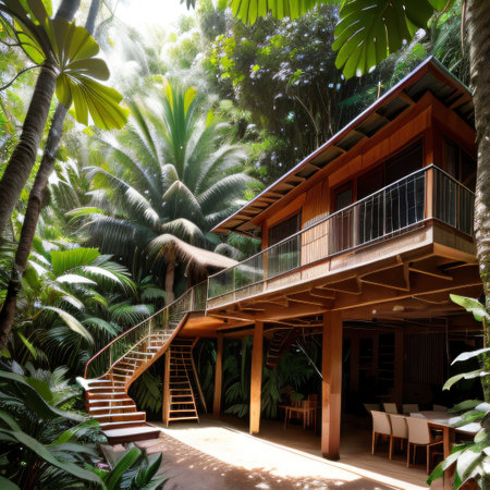 Modern Luxury tree house in the Jungleの素材