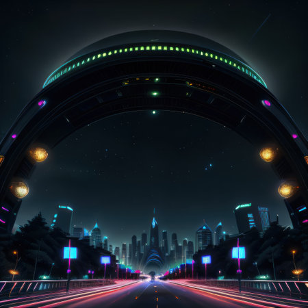 view of the futuristic cityの素材