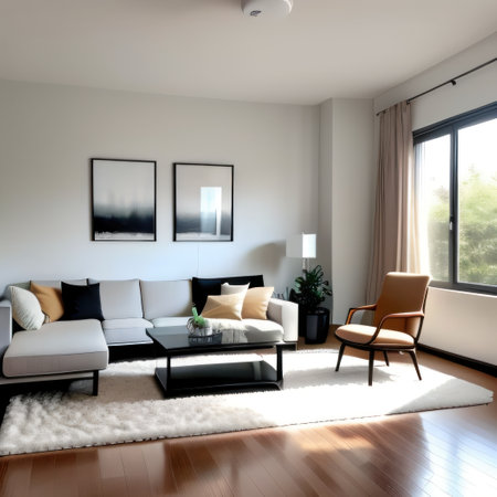 interior of modern bright living room, 3d rendering computer generated imageの素材