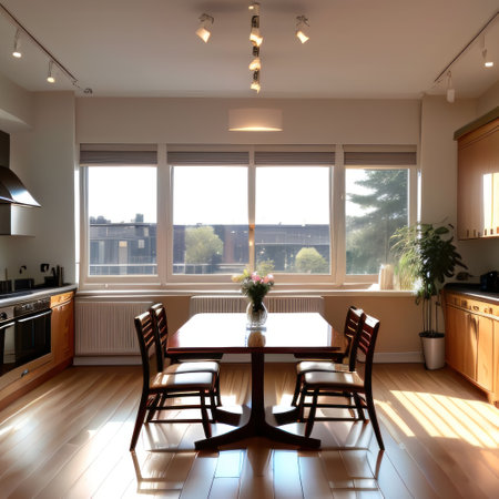 luxury kitchen interior in morning lightの素材