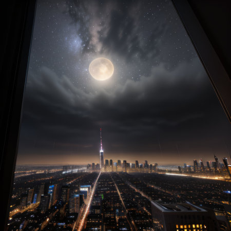a view of a city from a rainy window atの素材