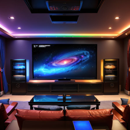 Immersive Gaming Exploring a Vibrant Gaming Room Adorned with a Toweringの素材