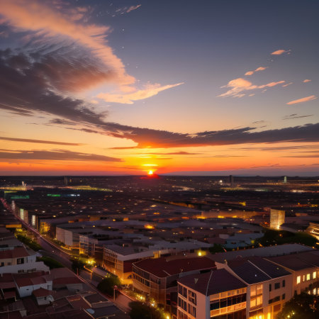 beautiful sunset in townの素材