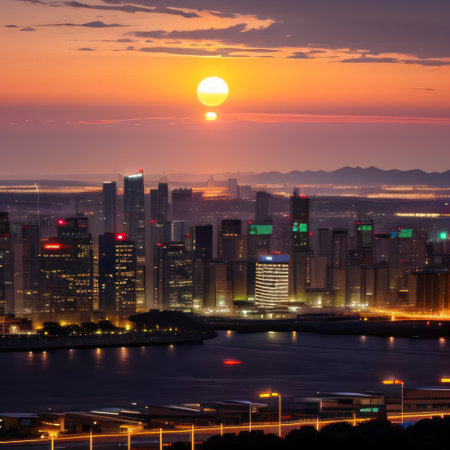city skyline at sunsetの素材