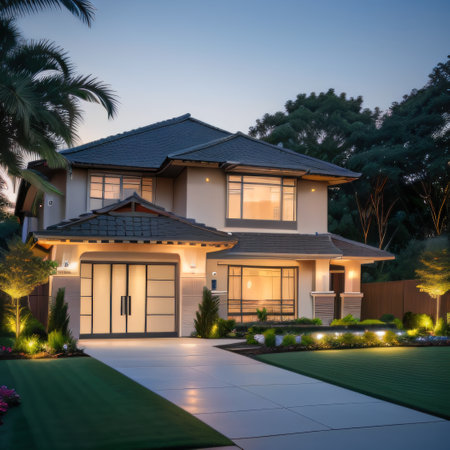 Modern real estate exterior architecture of luxury home in beautiful villaの素材