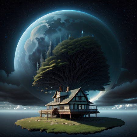 Surreal lonely house in a Fictional Created withの素材