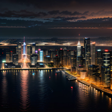 New Years skyline Cityscape view Urban lights Background Wallpaper HDの素材