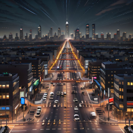 night traffic in the cityの素材