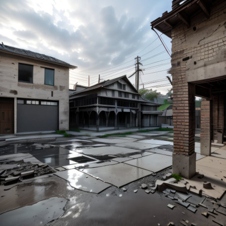 cracked concrete construction buildingの素材