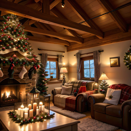 Christmas decoration in living room interiorの素材