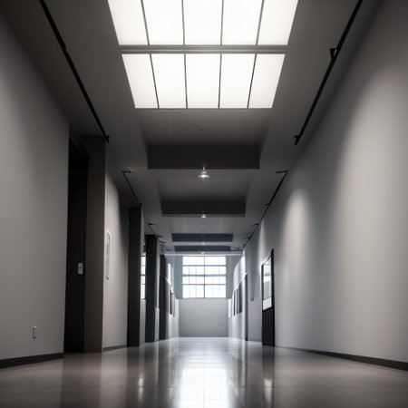 Interior of modern museum with empty Gallery Renderingの素材