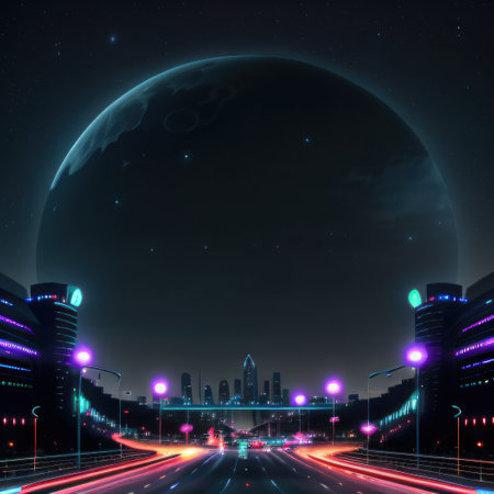 view of the futuristic cityの素材