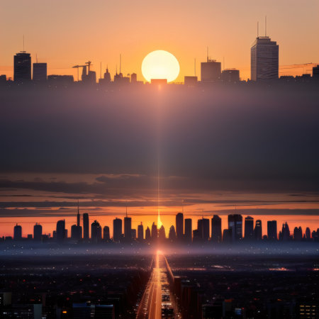 sunset city flat minimalistic isolatedの素材