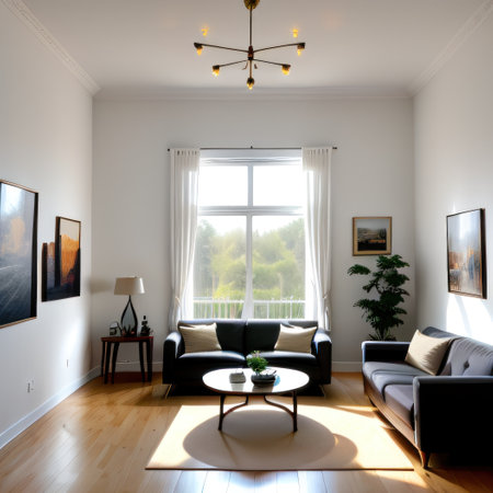 painting of a living room with artの素材