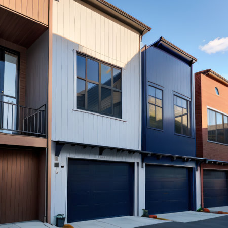 Close up Medium density architectural Houses with the same design next toの素材