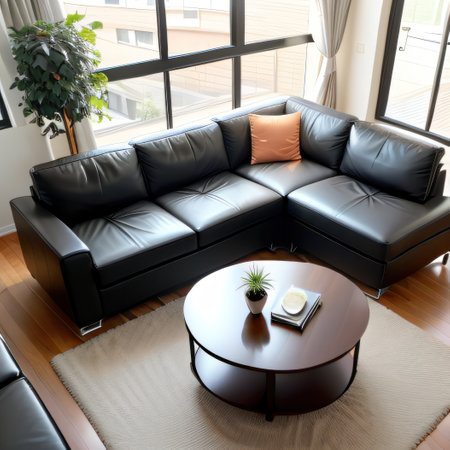 Contemporary living room with table andの素材