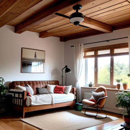 The modern interior design of home kitchen chalet with woodenの素材